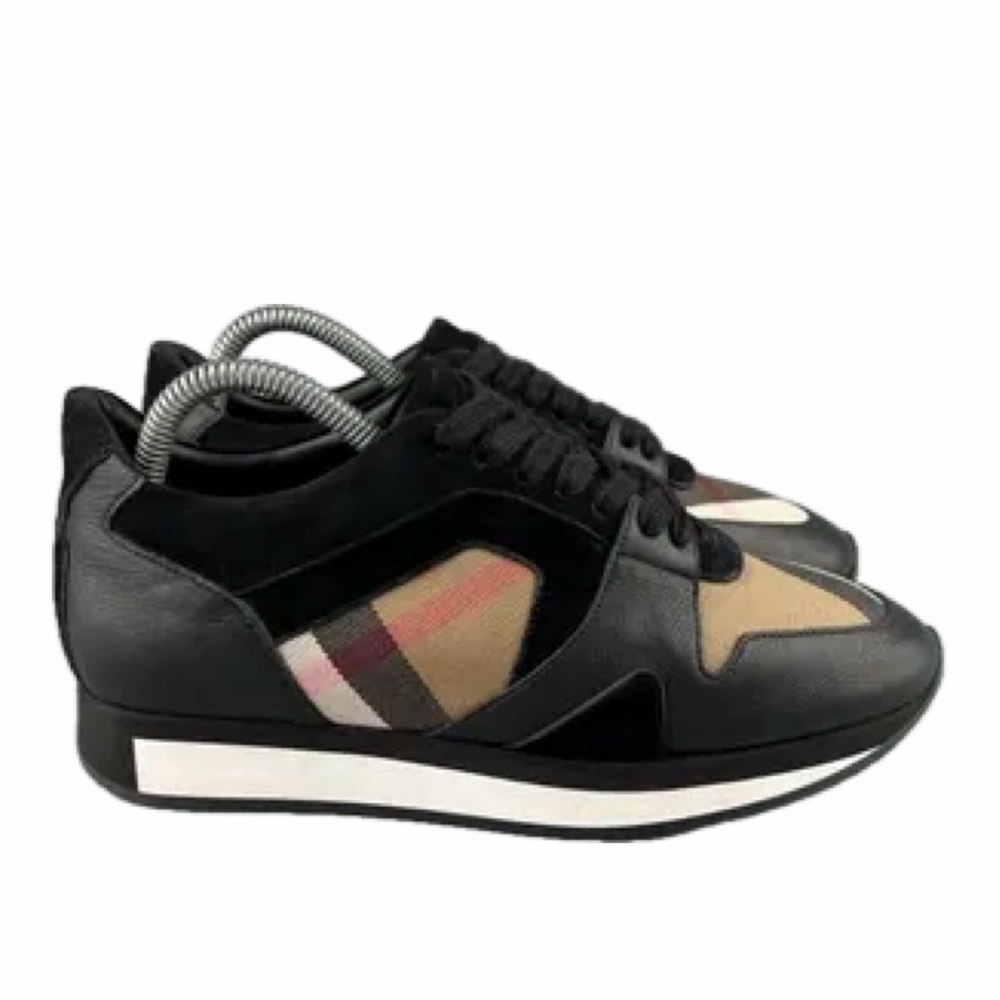 BURBERRY Super Nova Check Leather & Canvas Sneakers - Women’s EU 38.5/US 8.5